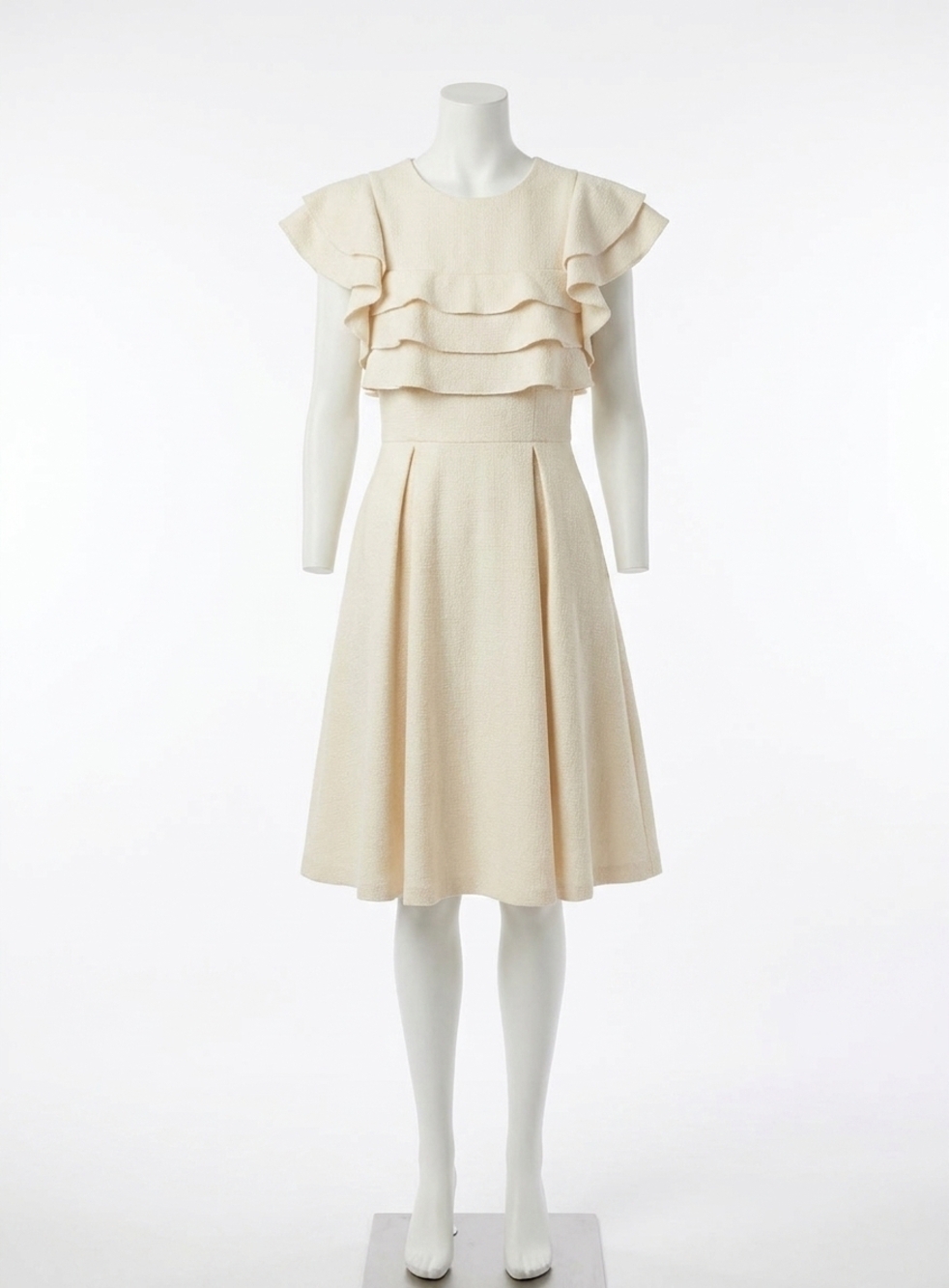 NEW SHE + SKY flutter sleeve heavy knit dress in off white